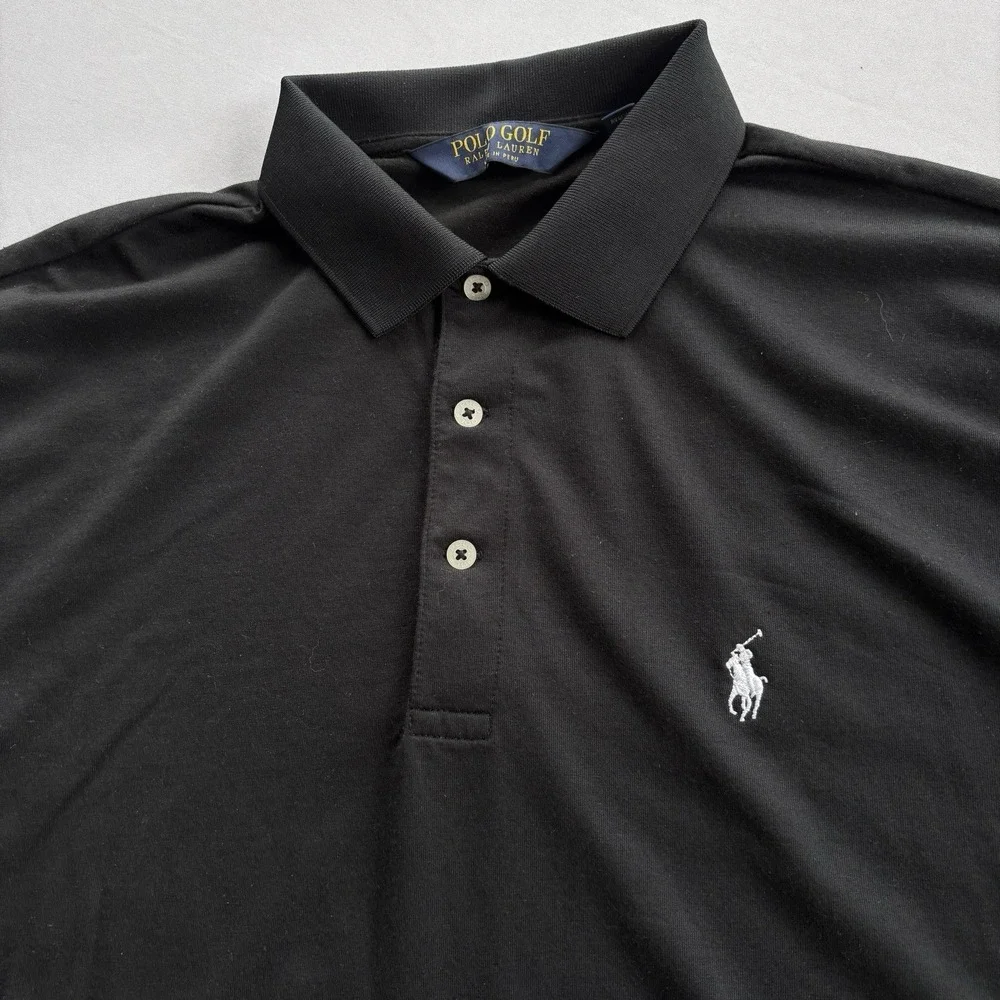 Polo Golf Ralph Lauren Black‎ Polo Shirt Large Peru Pima Cotton